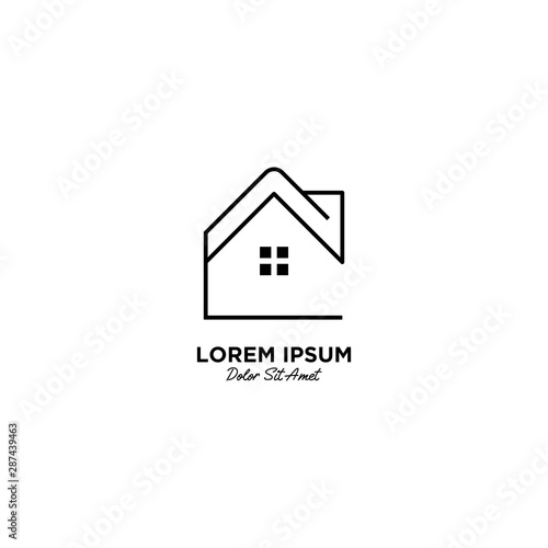 House   Home logo vector icon illustration line outline monoline