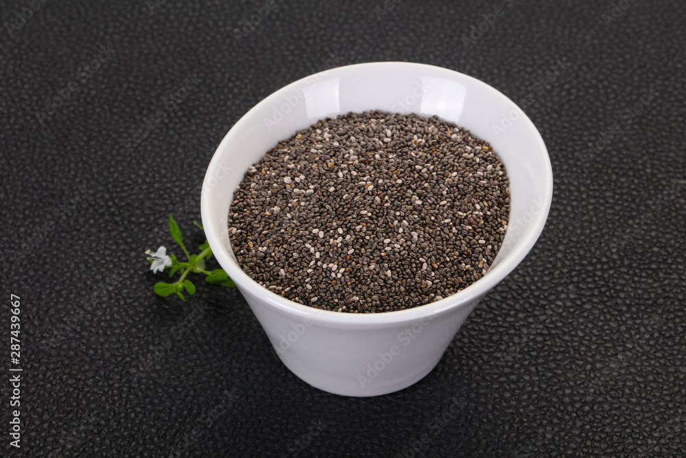 Dietary Chia seeds in the bowl Dietary Chia seeds in the bowl