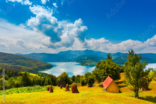 lake and mountain landscape. Carpathians, Romania