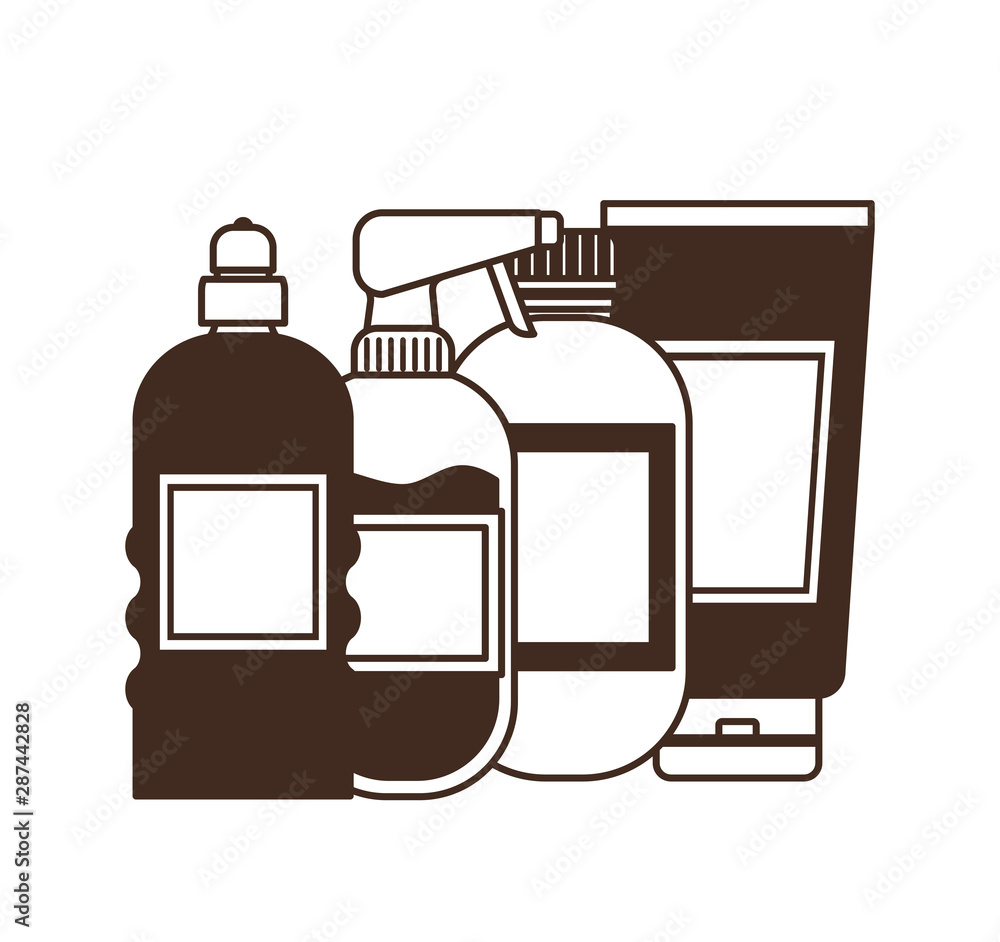silhouette of pet grooming containers on white background silhouette of pet grooming containers on white background