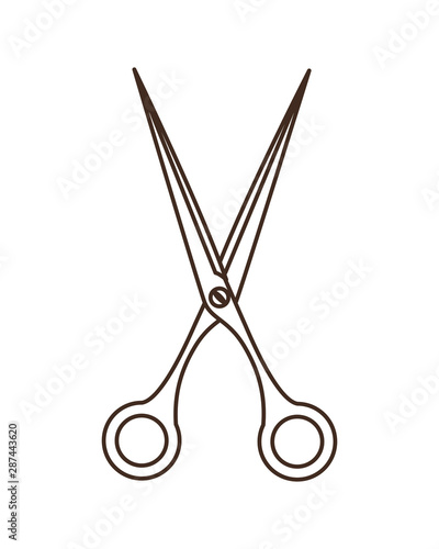 silhouette of open scissor in white background icon