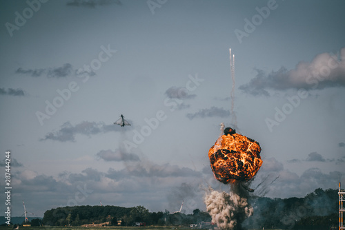 Eurofighter Typhoon Jet with bomb explosion