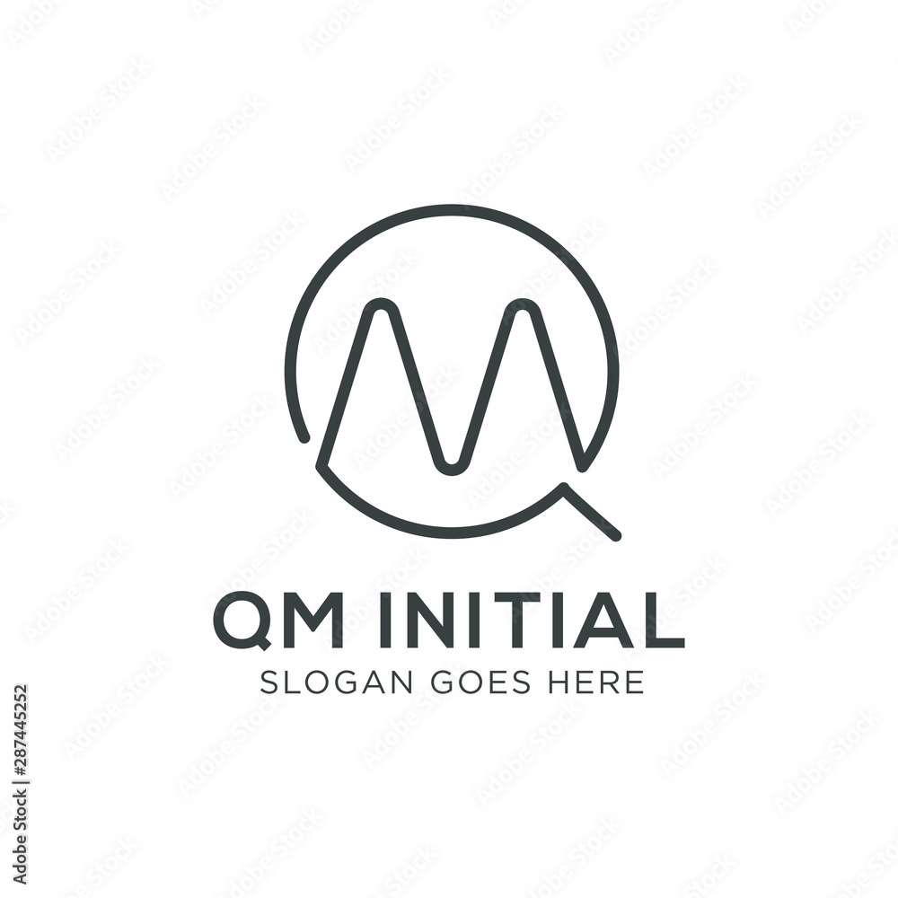 Monoline Initial QM MQ letter Logo design template Monoline Initial QM MQ letter Logo design template