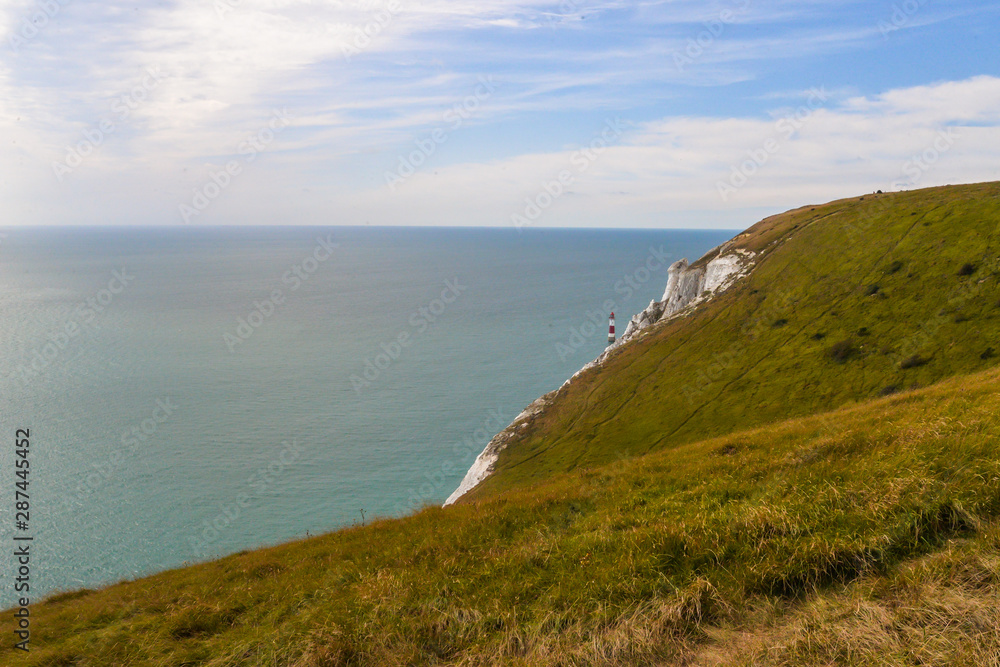 Summertime coastal path along cliffs