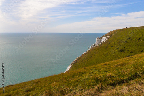 Summertime coastal path along cliffs