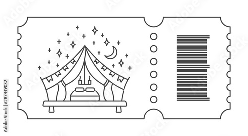 Ticket with barcode and Tent
