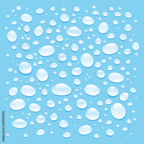 Graphic different shapes vector transparent drops of water