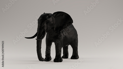 Black Large Elephant 3 Quarter Left View 3d 