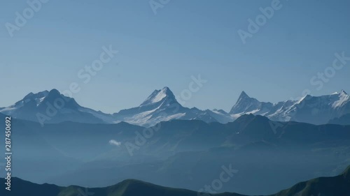 Wallpaper Mural Panoramic view from left to right of the bernese alps. The mountains Eiger, Moench, Jungfrau, Finsteraarhorn, and Augstmatthorn during a summer day, no clouds, 4k Torontodigital.ca