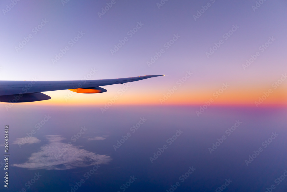 Traveling by air transport plane wing Traveling by air transport plane wing