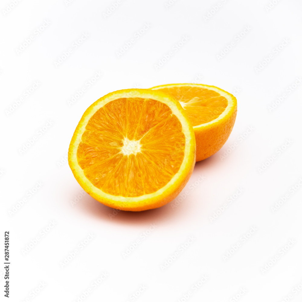 slice of orange isolated on white background