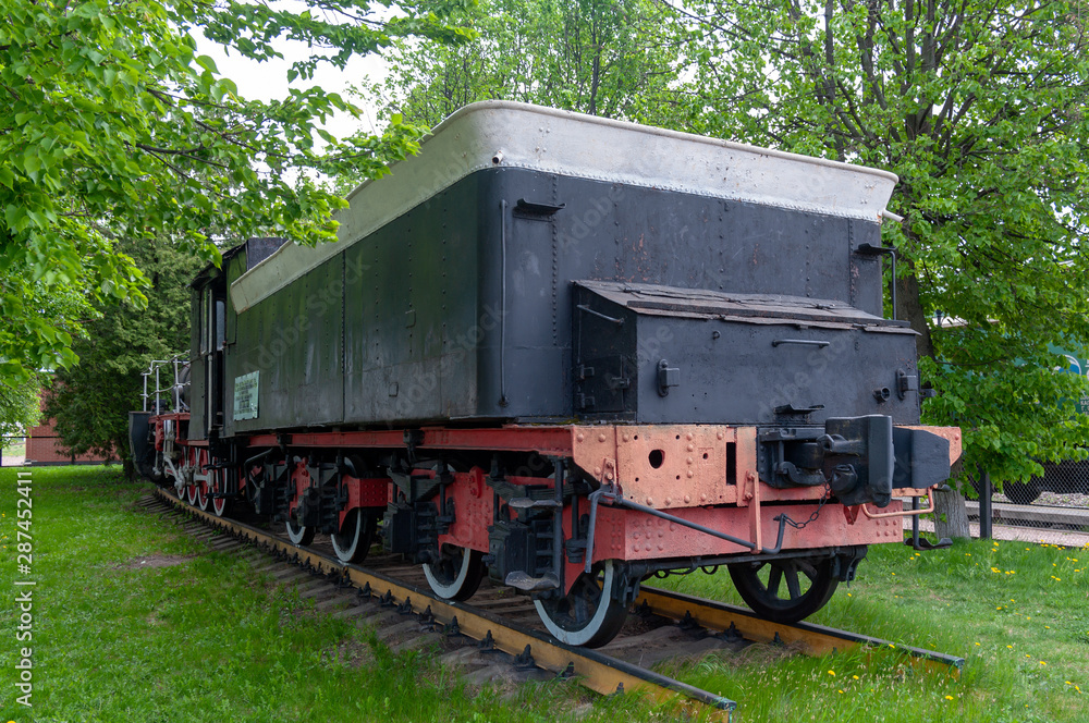 Naklejka premium Steam engine monument Ov-5804, station Leo Tolstoy of Southeast Railway, Leo Tolstoy settlement, Lipetsk Region, Russian Federation