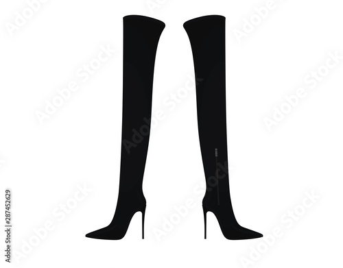 Women long boot. high heel. vector illustration