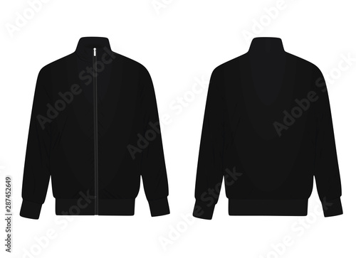 Black tracksuit top. vector illustration