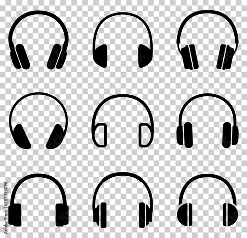 Headphones icons set. Vector illustration