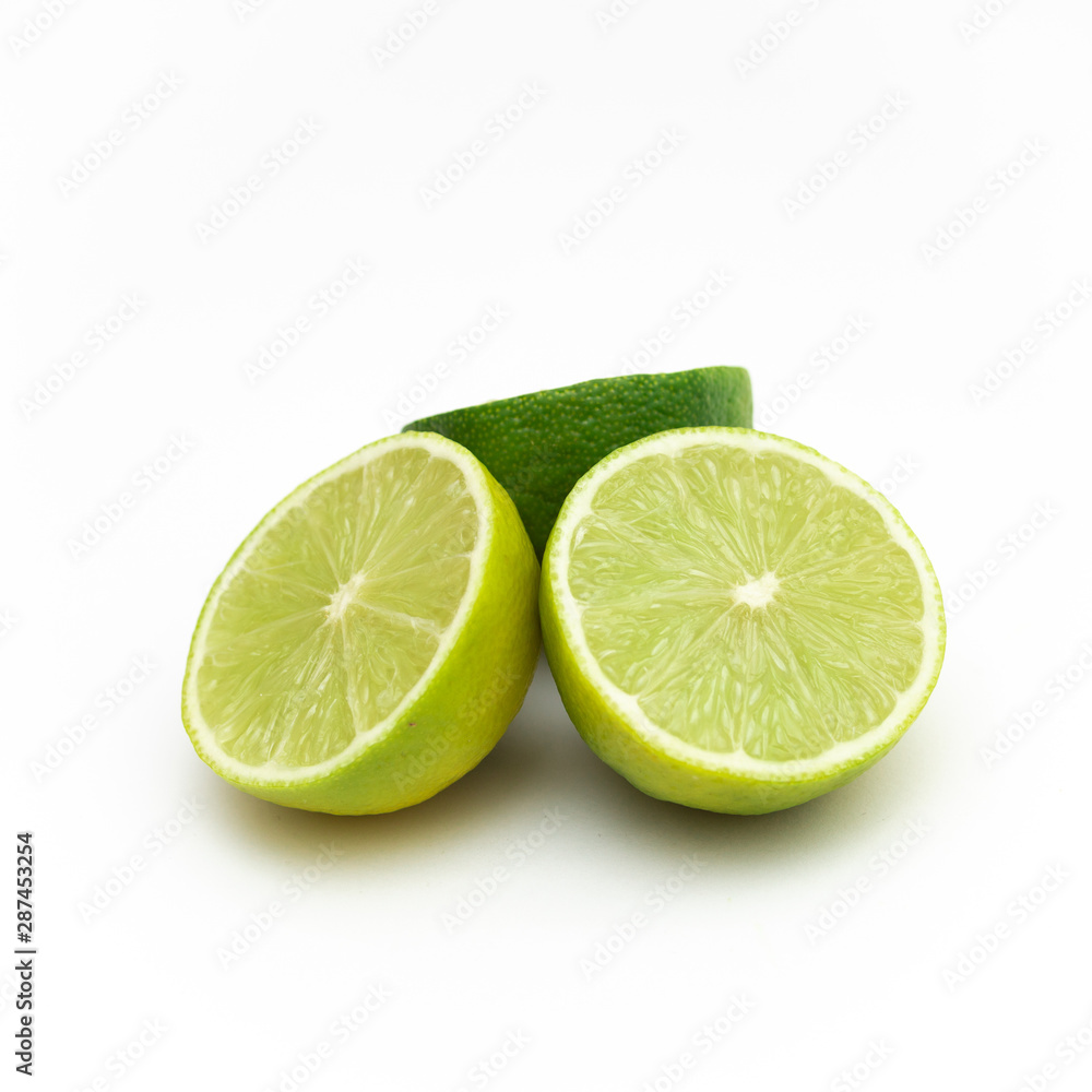 fresh lime on white background