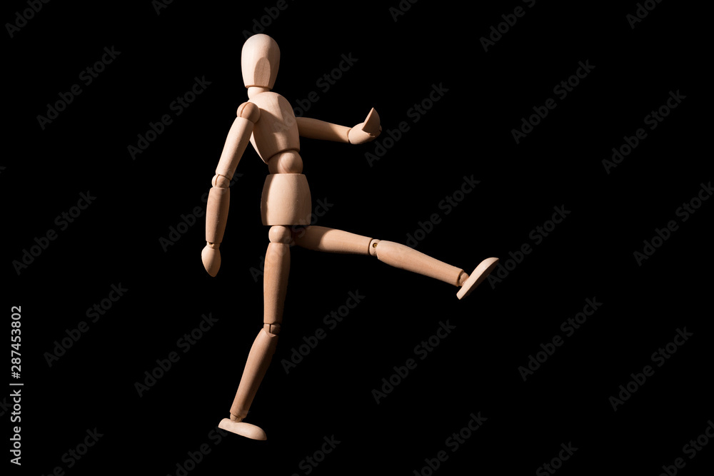 Attack of wooden dummies, wooden robots march in military ranks Attack of wooden dummies, wooden robots march in military ranks