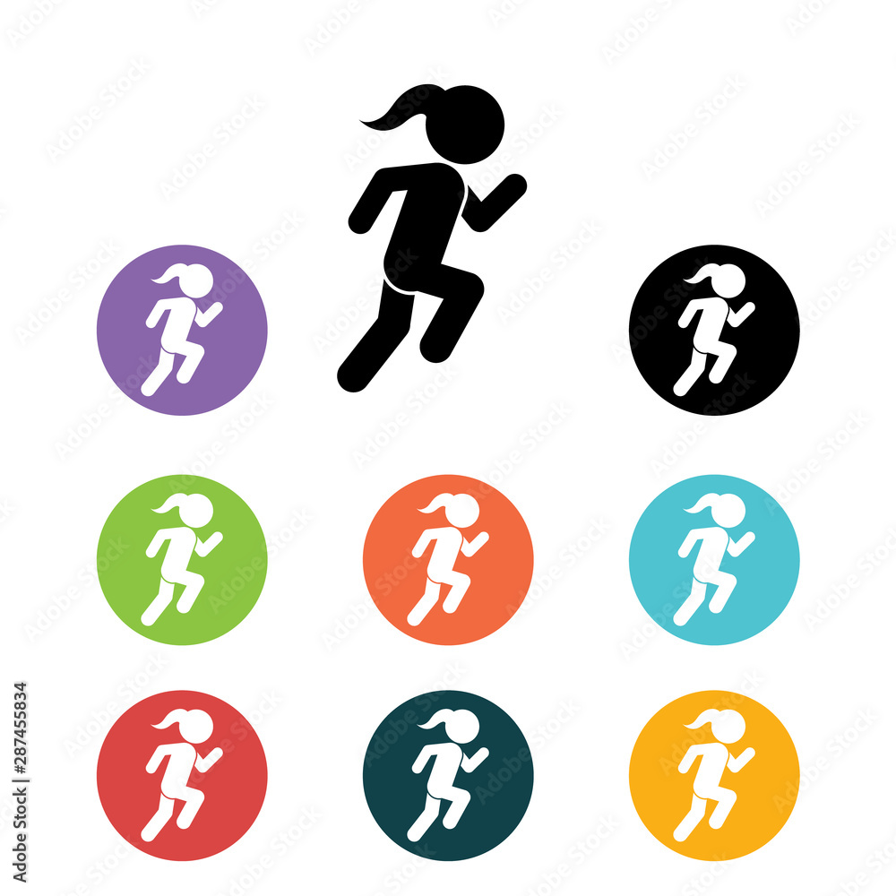 Woman Running Icon , Vector Illustration Woman Running Icon , Vector Illustration