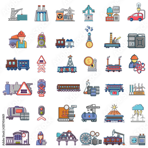 Energy transfer icons set. Cartoon set of 36 energy transfer vector icons for web isolated on white background