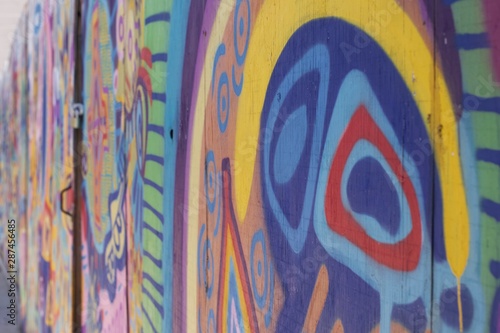 Wall of Bright Colored Graffiti