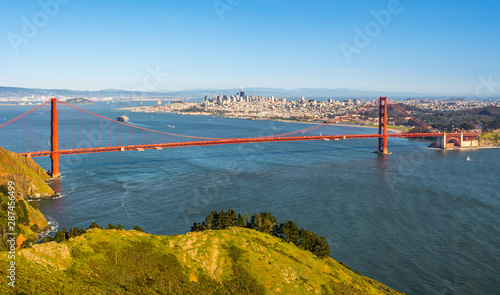 Panorama of San Francisco with the Golden Gate bridge. California, United States