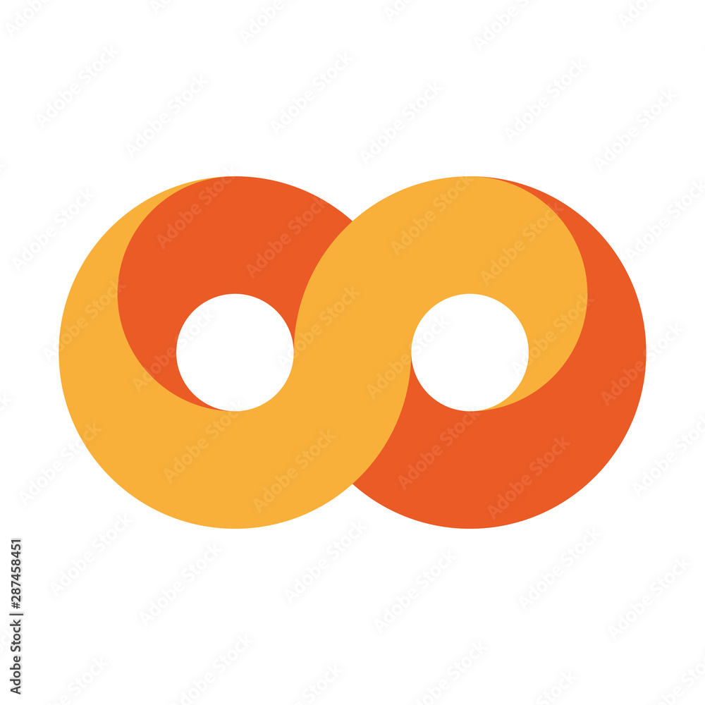 Orange infinity symbol icon. 3D-like design effect. Vector illustration Orange infinity symbol icon. 3D-like design effect. Vector illustration