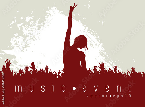 Cheering crowd at the concert - vector illustration