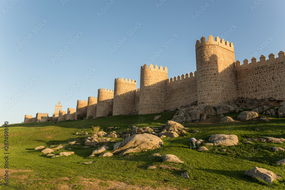 The beautiful landscape of the wall of Avila, spain