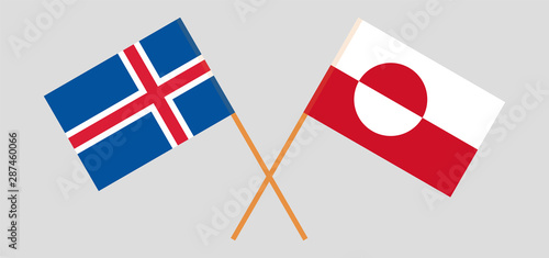 Greenland and Iceland. Crossed Greenlandic and Icelandic flags