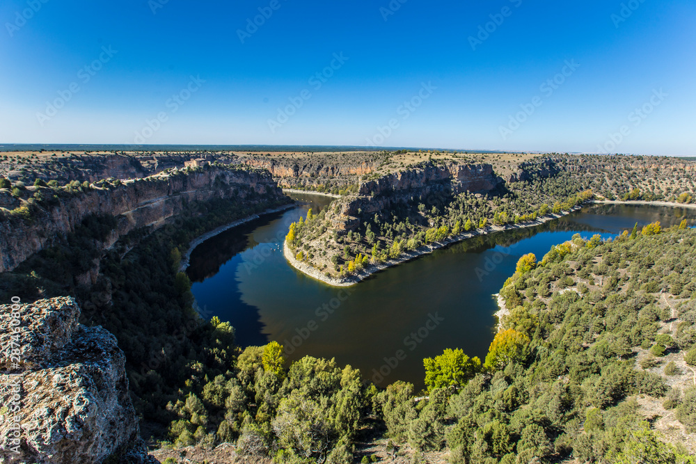 Aerial view of the natural park of Hoces del Duraton in Segovia, Spain