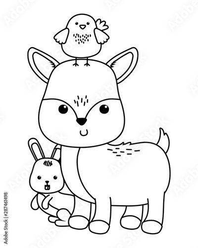Reindeer chicken and rabbit cartoon design