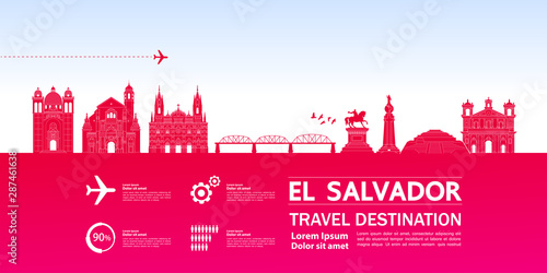 El Salvador travel destination grand vector illustration.