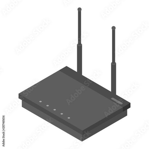 Wifi router icon. Isometric of wifi router vector icon for web design isolated on white background