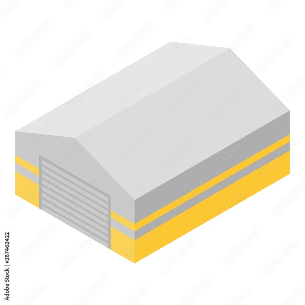Private hangar icon. Isometric of private hangar vector icon for web design isolated on white background Private hangar icon. Isometric of private hangar vector icon for web design isolated on white background