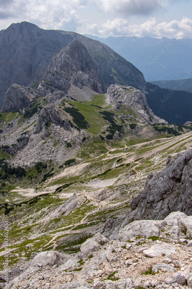 Mountain trails below Triglav mountain