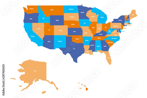 US map. Vector map of USA, United States of America
