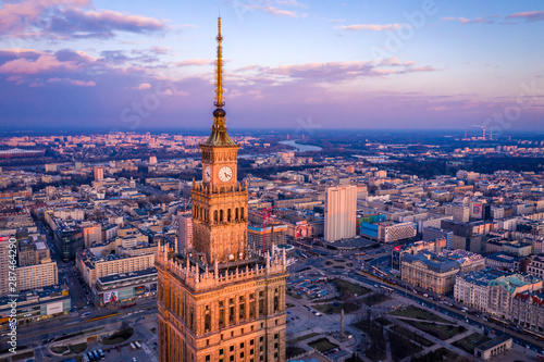 Obraz na płótnie Warszawa z lotu ptaka w salonie