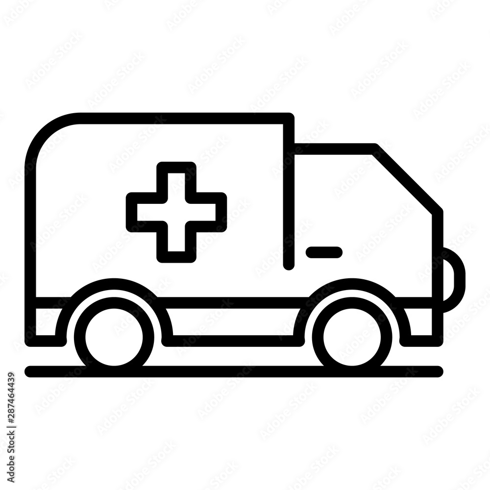 Ambulance car icon. Outline ambulance car vector icon for web design isolated on white background Ambulance car icon. Outline ambulance car vector icon for web design isolated on white background