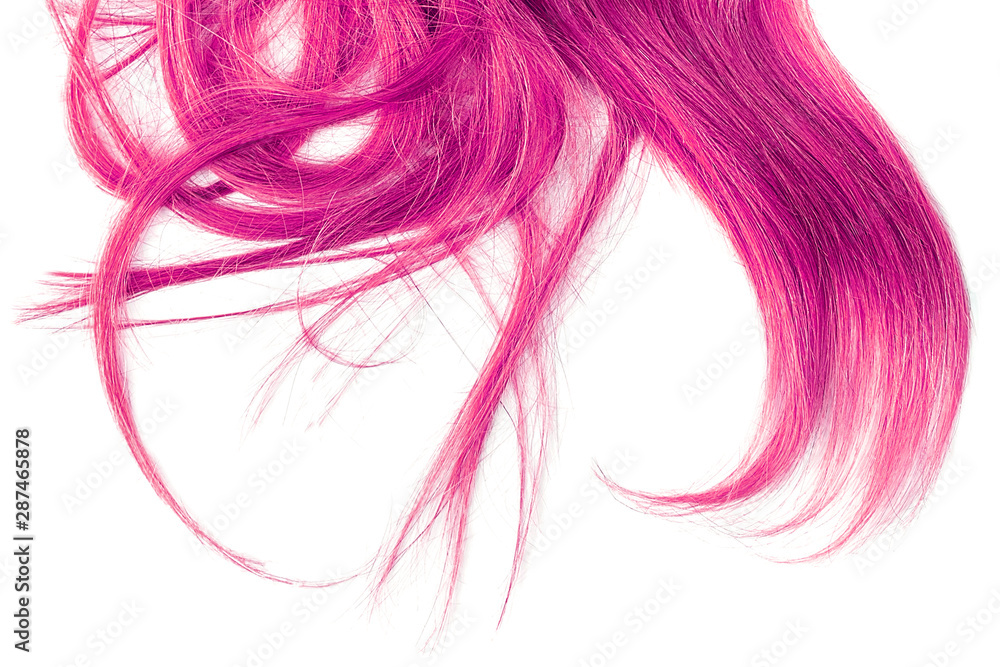 Pink hair straightening isolated on white background Pink hair straightening isolated on white background