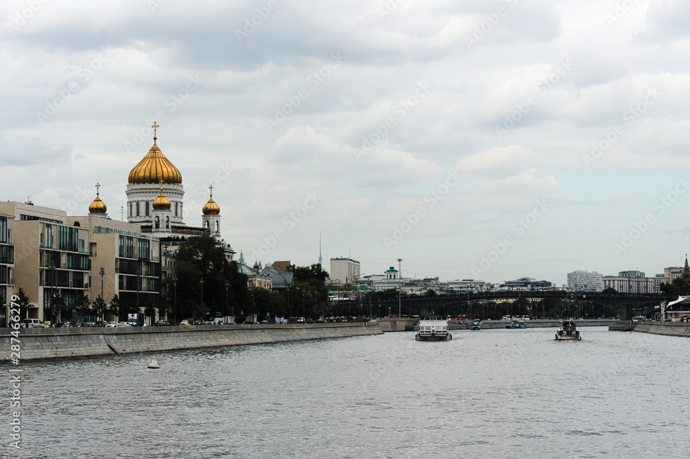 Cathedral of Christ the Saviour and river in Moscow, Russia