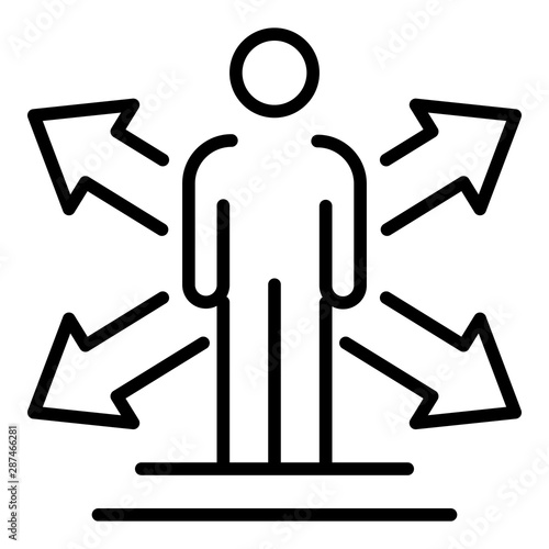 Man arrows to the sides icon. Outline man arrows to the sides vector icon for web design isolated on white background