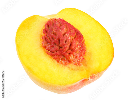 peach fruit slices isolated on white background