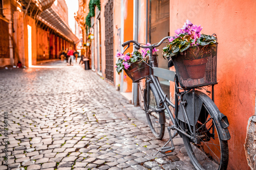 Retro bike parked in Rome