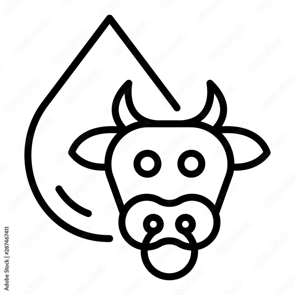Drop of milk cow icon. Outline drop of milk cow vector icon for web design isolated on white background Drop of milk cow icon. Outline drop of milk cow vector icon for web design isolated on white background