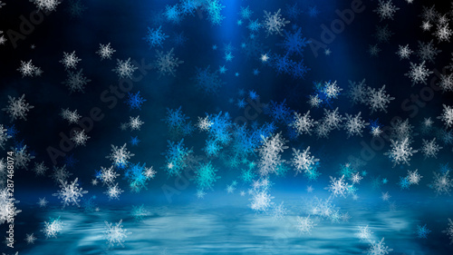 Empty dark, winter scene wi...