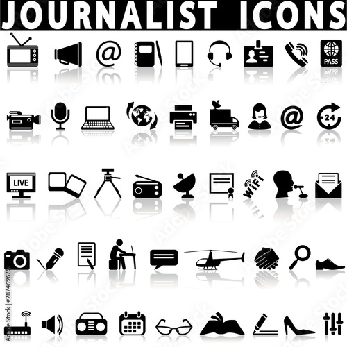 Journalist icons set.