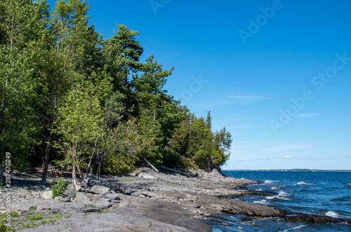 rocky shoreline on Lake Champlain