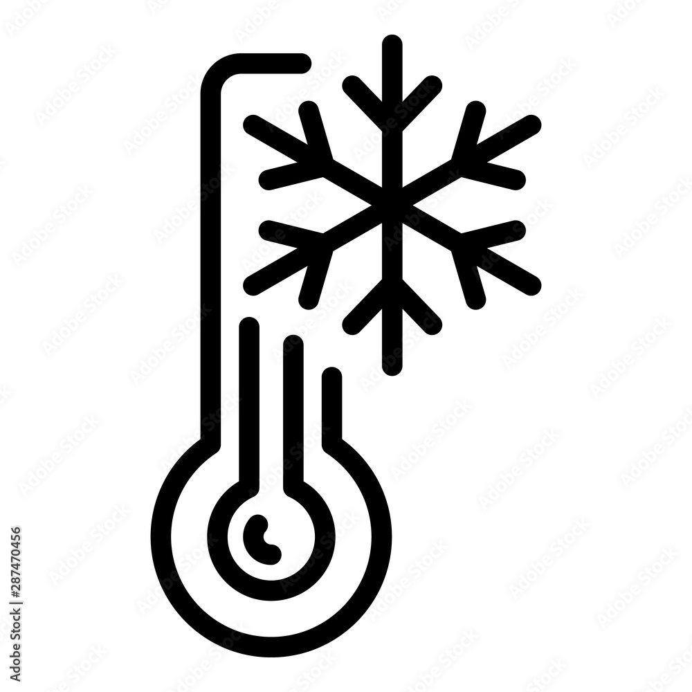 Snowflake thermometer icon. Outline snowflake thermometer vector icon for web design isolated on white background Snowflake thermometer icon. Outline snowflake thermometer vector icon for web design isolated on white background