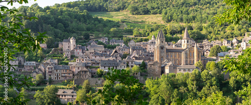 panoramic view of  Conques, France. Old medieval village. photo