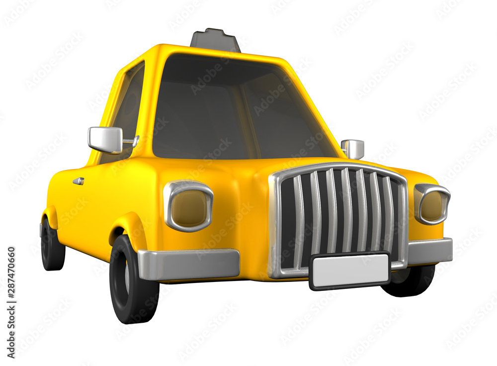 3D toon yellow sedan car